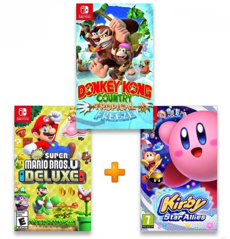 ИгроПак для Nintendo Switch: Kirby Star Allies + Donkey Kong Country: Tropical Freeze + New Super Mario Bros. U Deluxe