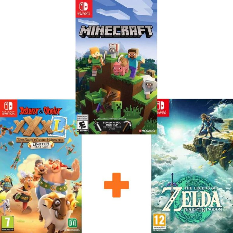 ИгроПак для Nintendo Switch: Legend of Zelda: Tears of the Kingdom + Minecraft: Nintendo Switch Edition + Asterix and Obelix XXXL: The Ram From Hibernia Limited Edition