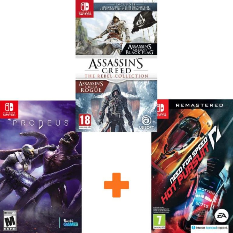 ИгроПак для Nintendo Switch: Need for Speed Hot Pursuit Remastered + Assassin’s Creed: Мятежники + Prodeus