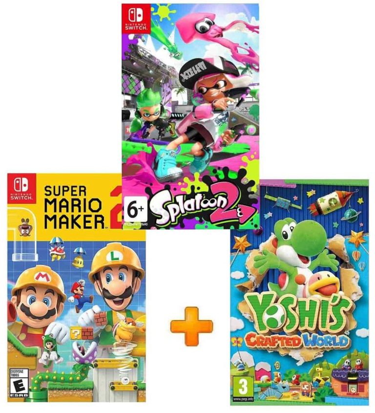 ИгроПак для Nintendo Switch: Splatoon 2 + Super Mario Maker 2 + Yoshi’s Crafted World
