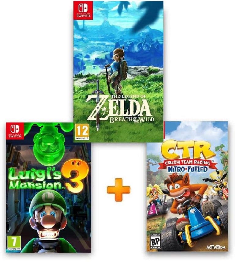 ИгроПак для Nintendo Switch: The Legend of Zelda: Breath of the Wild + Luigi’s Mansion 3 + Crash Team Racing Nitro-Fueled