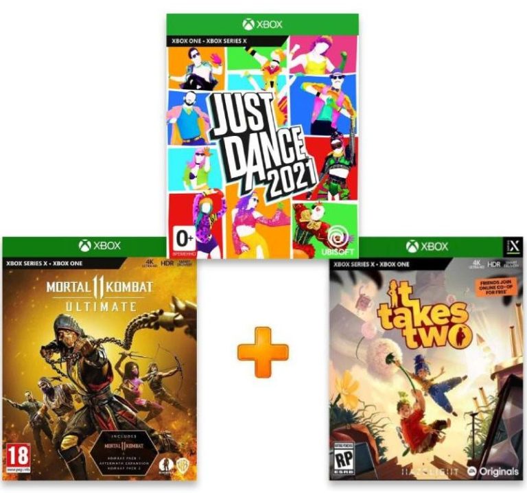 ИгроПак для XBOX One: It Takes Two + Mortal Kombat 11 Ultimate + Just Dance 2021