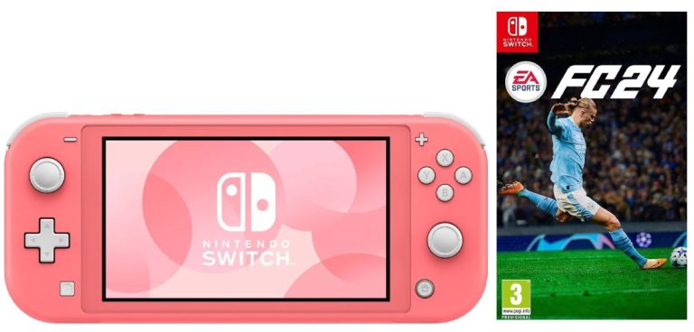 Игровая приставка Nintendo Switch Lite Coral (кораллово-розовый) + Игра EA Sports FC 24