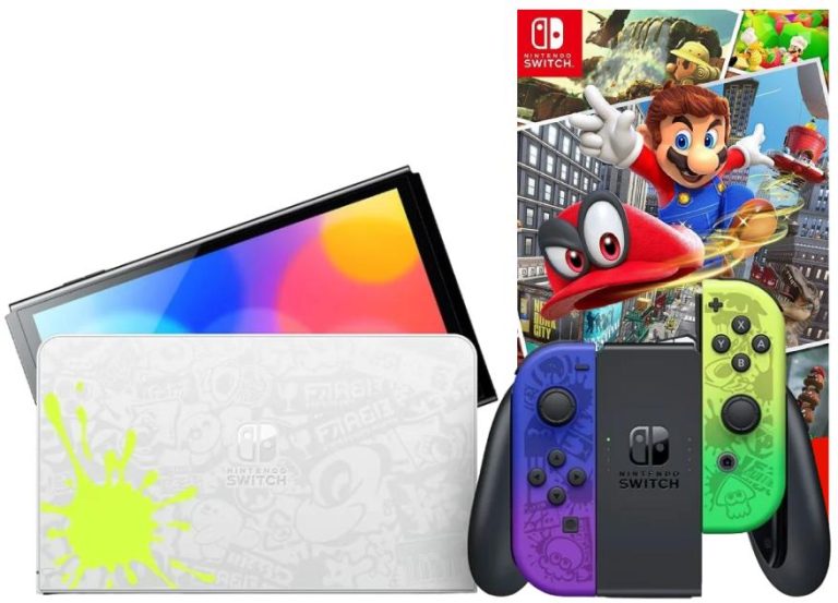 Игровая приставка Nintendo Switch OLED 64GB (Splatoon 3 Edition) + Игра Super Mario Odyssey
