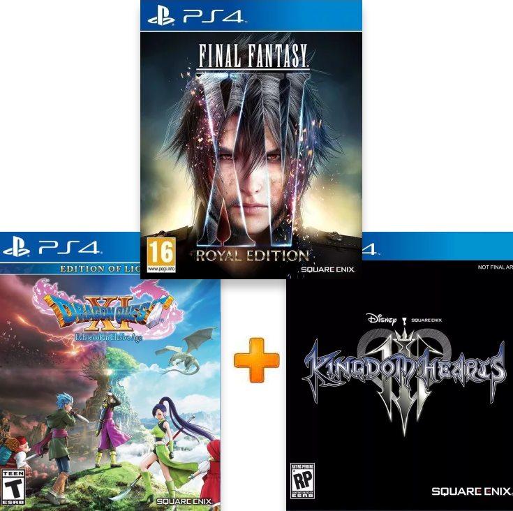 ИгроПак для PS4: Final Fantasy XV Royal Edition + Kingdom Hearts 3 + Dragon Quest XI: Echoes Of An Elusive Age