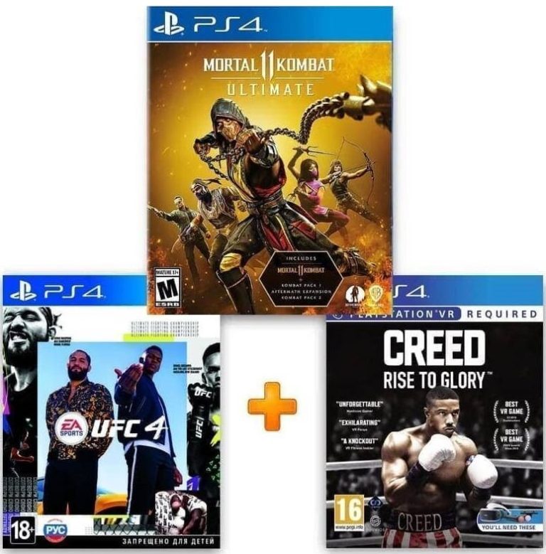 ИгроПак для PS4: Mortal Kombat 11 Ultimate + UFC 4 + Creed: Rise to Glory VR