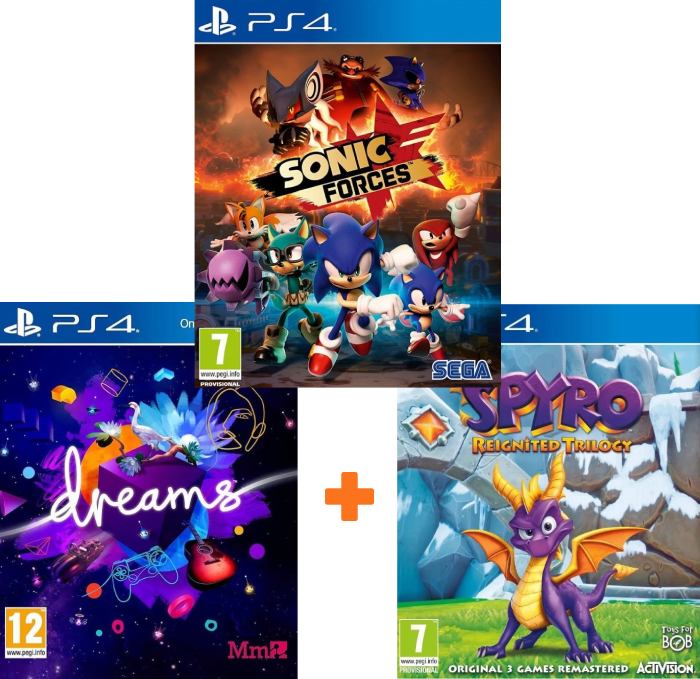 ИгроПак для PS4: Sonic Forces + Spyro Trilogy Reignited + Грёзы (Dreams)