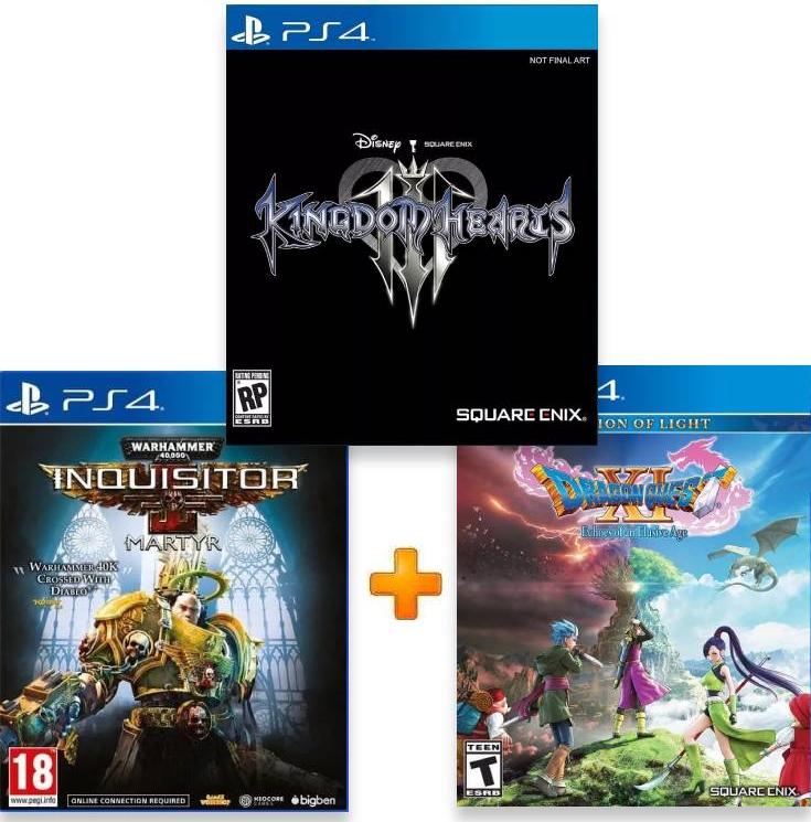 ИгроПак для PS4: Warhammer 40,000: Inquisitor — Martyr + Dragon Quest XI: Echoes Of An Elusive Age Издание света + Kingdom Hearts 3