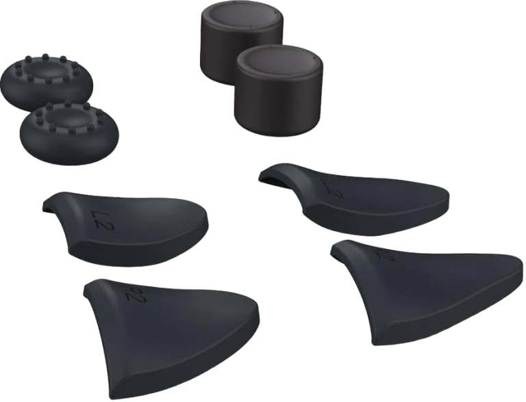 Комплект DOBE Trigger Kit: 4 накладки на стики + 4 накладки на триггеры геймпада Sony Dualsense (чёрные) TP5-0513