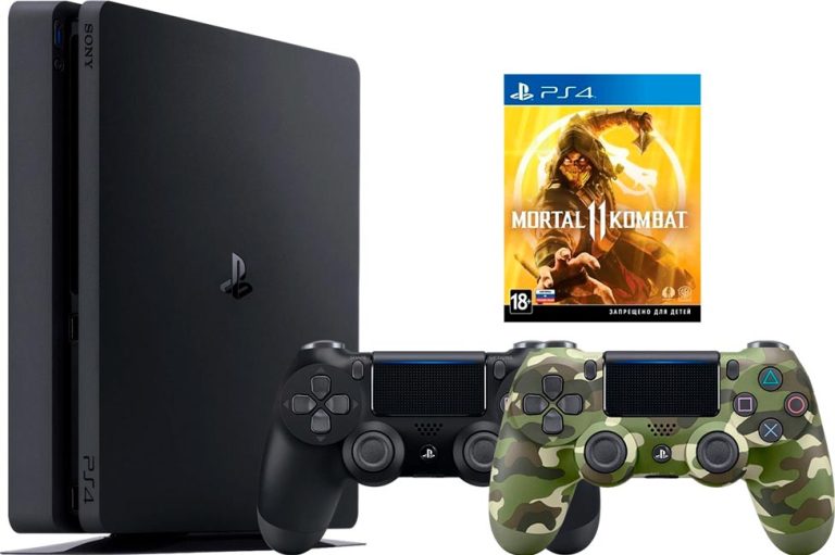 Sony PlayStation 4 Slim (500GB) (CUH-2200A)(AZ) + 2-й геймпад (зелёный камуфляж) + игра Mortal Kombat 11