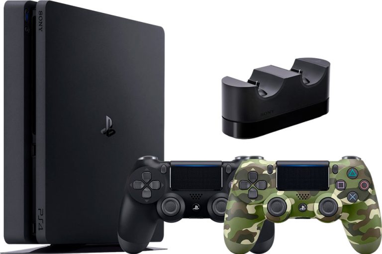 Sony PlayStation 4 Slim (500GB) (CUH-2200A)(AZ) + 2-й геймпад (зелёный камуфляж) + зарядная станция