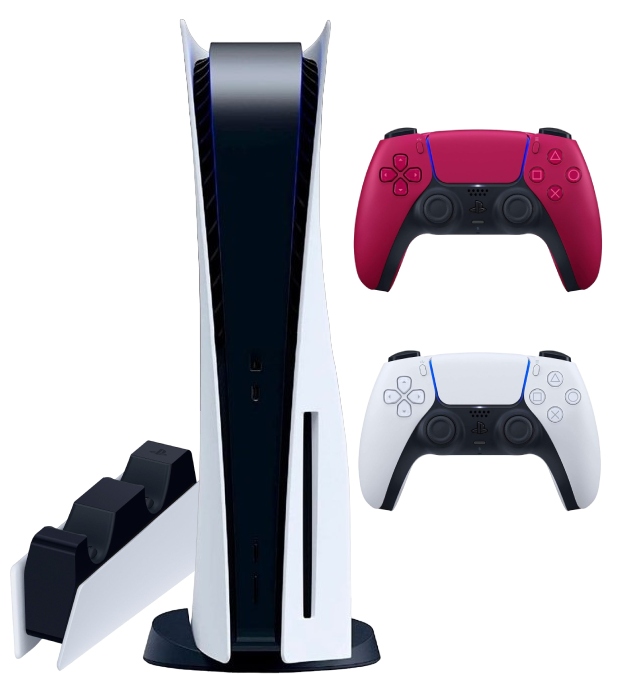 Sony PlayStation 5 (CFI-1200A, JP)  + 2-й геймпад (космический красный) + зарядная станция
