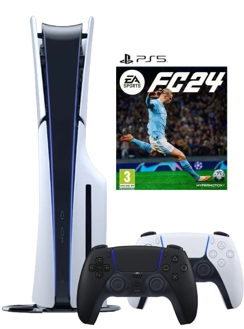 Sony PlayStation 5 Slim + 2-й геймпад (чёрная полночь) + игра EA Sports FC 24